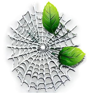 Green Leaveson Spider Web