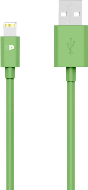 Green Lightning U S B Cable PNG image