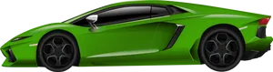 Green Luxury Sports Car Side View