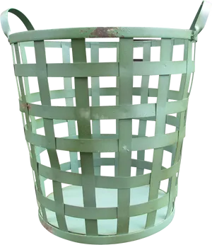 Green Metal Basket Isolated.png PNG image