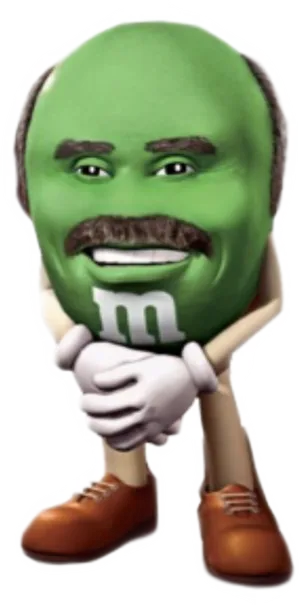 Green Mn M Character With Mustache PNG image