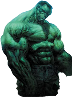 Green Muscular Comic Character PNG image