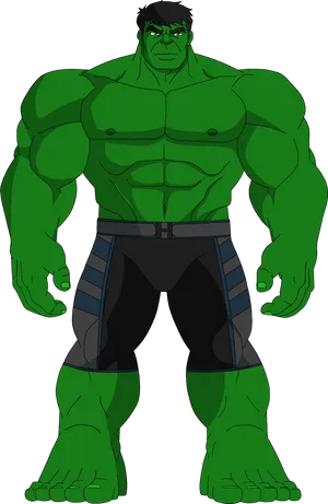 Green Muscular Comic Character Illustration PNG