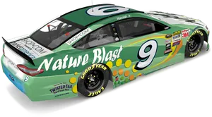Green Nature Blast Race Car Number9 PNG image