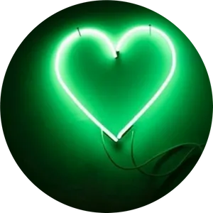 Green Neon Heart Light PNG image