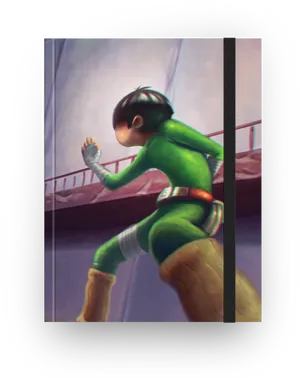 Green Ninja Action Pose PNG image