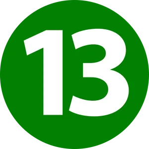 Green Number13 Symbol PNG image