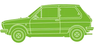 Green Outline Compact Car
