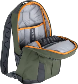 Green Pelican Backpack Open PNG