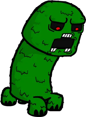 Green Pixel Monster Cartoon PNG image