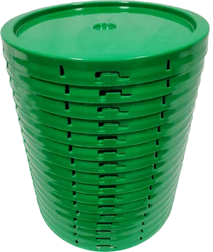 Green Plastic Bucket Lids Stacked PNG image