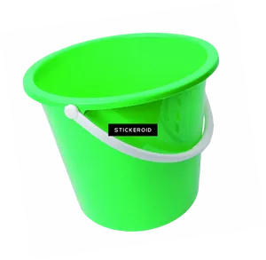 Green Plastic Bucket White Handle PNG image