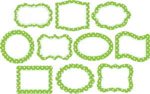Green Polka Dot Frames Collection PNG image