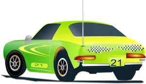 Green Race Car Number21