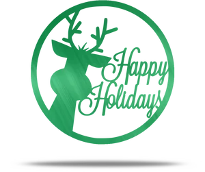 Green Reindeer Happy Holidays Sign