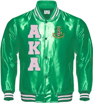 Green Satin Varsity Jacket A K A PNG image