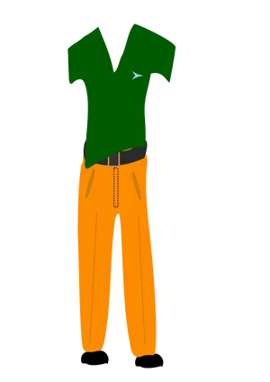 Green Shirt Orange Pants Vector Illustration