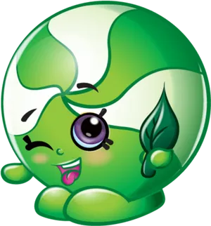 Green Shopkins Character Winking PNG