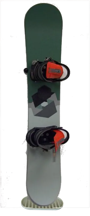 Green Snowboardwith Bindings Standing