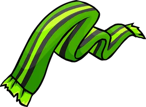 Green Striped Scarf Cartoon PNG image