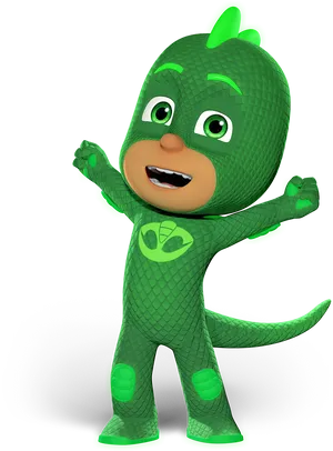 Green Superhero Character Animation PNG