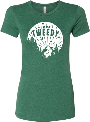 Green T Shirtwith White Graphic Print