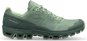 Green Trail Running Shoe Side View PNG image