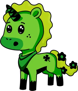 Green Unicorn Cartoon PNG image