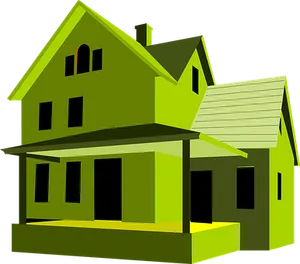 Green Vector House Illustration