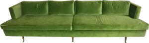 Green Velvet Sofa Elegant Design PNG image