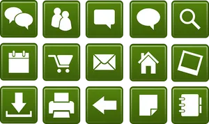 Green Web Icons Set PNG image