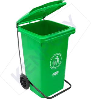 Green Wheeled Trash Bin PNG