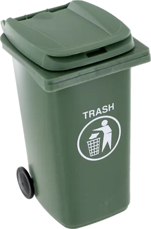 Green Wheeled Trash Bin PNG