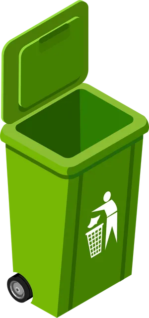 Green Wheeled Trash Bin Vector