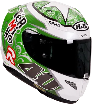 Green White Motorcycle Helmet PNG image