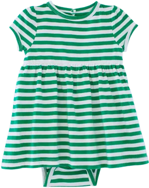 Green White Striped Baby Dress PNG image