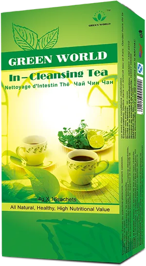 Green World Intestine Cleansing Tea Box PNG image