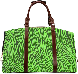 Green Zebra Print Duffel Bag PNG image