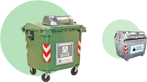 Greenand Silver Waste Containers PNG