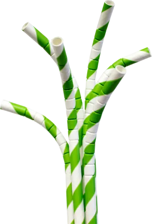 Greenand White Paper Straws PNG image