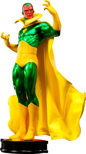 Greenand Yellow Superhero Figure PNG image