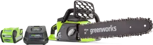 Greenworks Cordless Chainsawwith Batteryand Charger PNG