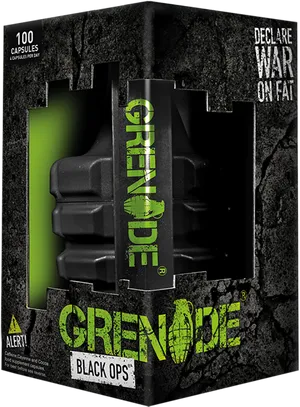 Grenade Black Ops Supplement Packaging PNG image