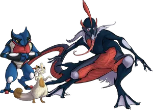 Greninja_and_ Friends_ Pokemon_ Artwork PNG image