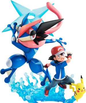 Greninja Ash Pikachu Action Figure PNG image