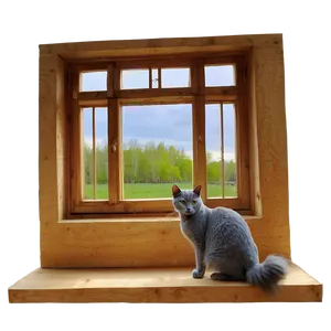 Grey Cat Near Window Png 06252024 PNG image