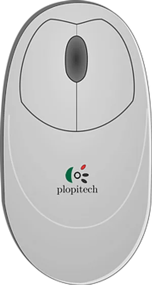 Grey Computer Mouse Plopitech Logo