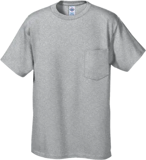 Grey Cotton T Shirtwith Pocket PNG image