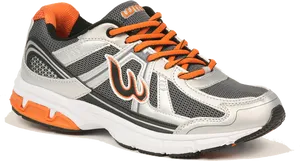 Grey Orange Sporty Running Shoe PNG image
