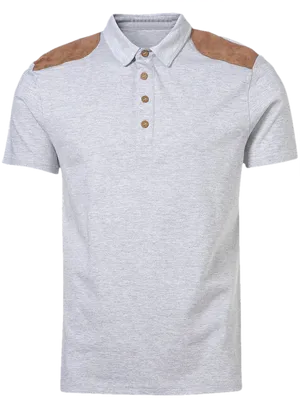 Grey Polo Shirtwith Brown Accents PNG image
